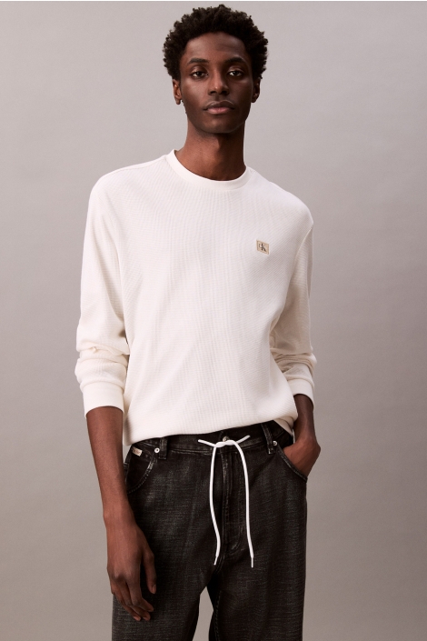 Calvin Klein ls waffle badge crew